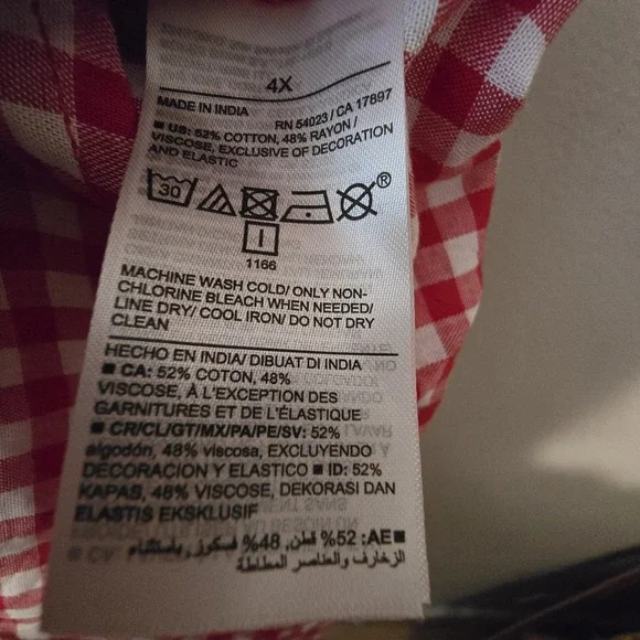 Old Navy NWT Red Gingham Sun Dress 4X Red White Smocked Cottagecore Boho Summer - Picture 10 of 13